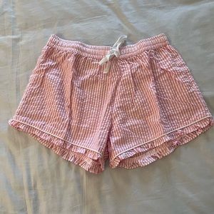 Pink seersucker pajama shorts